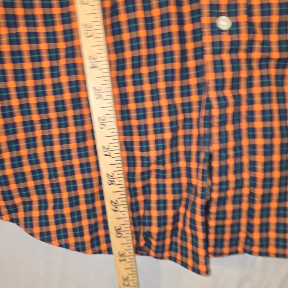 Ralph Lauren Button Down Shirt Large Men Orange Navy Plaid Blake Cotton Long Slv - Picture 6 of 8